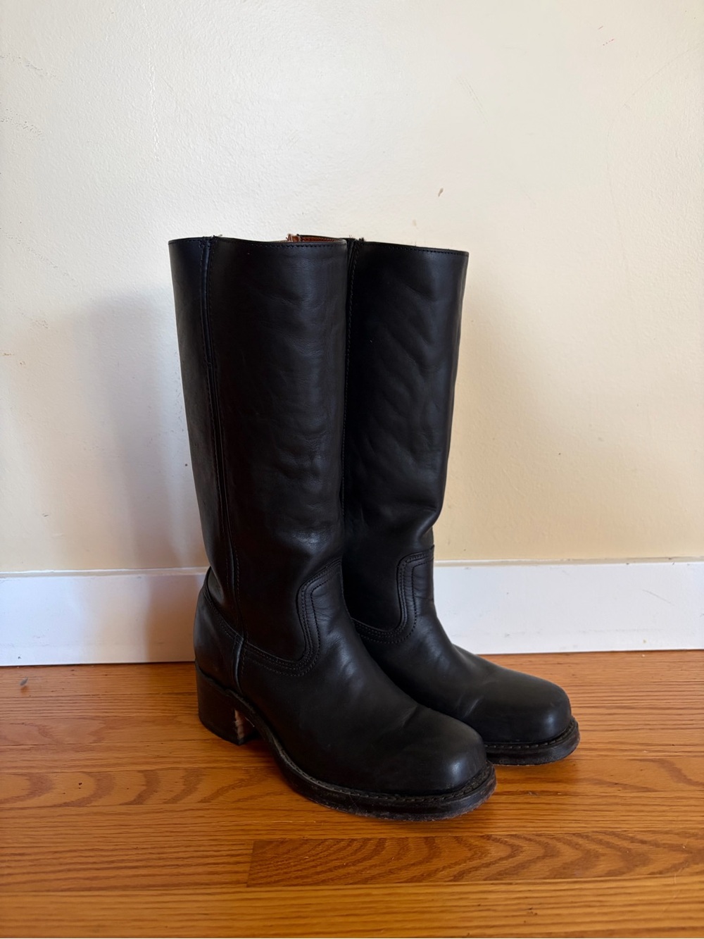 Frye Black Leather Campus Boots
